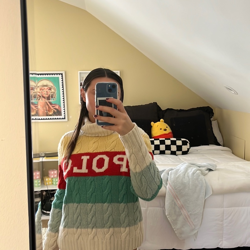 Ralph Lauren POLO color block cable sweater